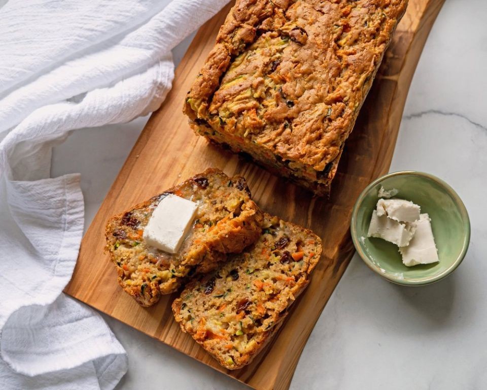 Carrot Zucchini Bread with Raisins