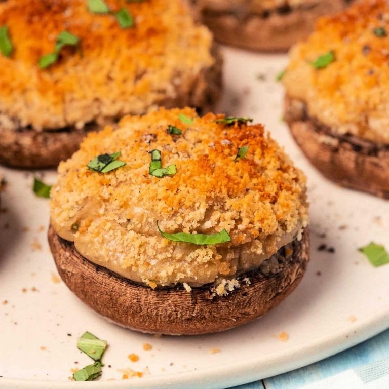 Cashew Cheese-Stuffed Portobello Mushrooms