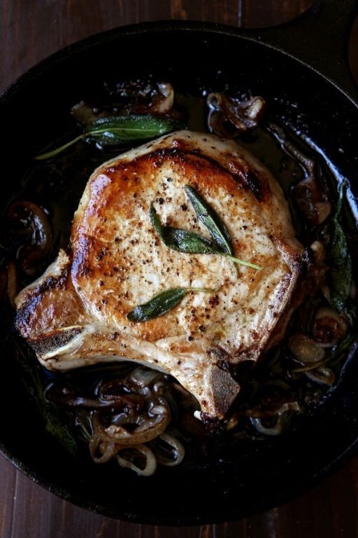 Cast Iron Skillet Pork Chops with Sage Butter