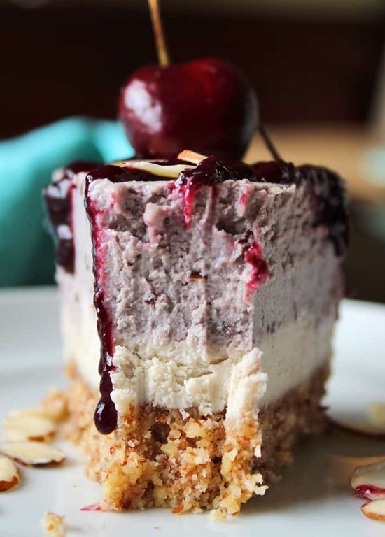 Cherry almond tofu cheesecake