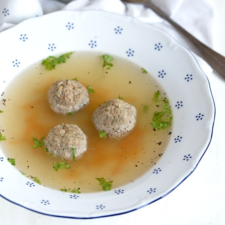 Chicken Liver Dumplings in Clear Broth
