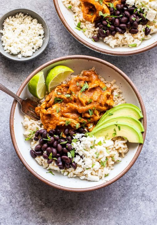 Chicken Tinga Rice Bowl with Cotija Cheese