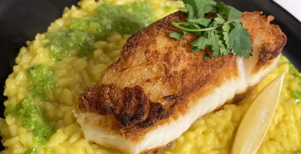 Chilean Sea Bass with Saffron Risotto