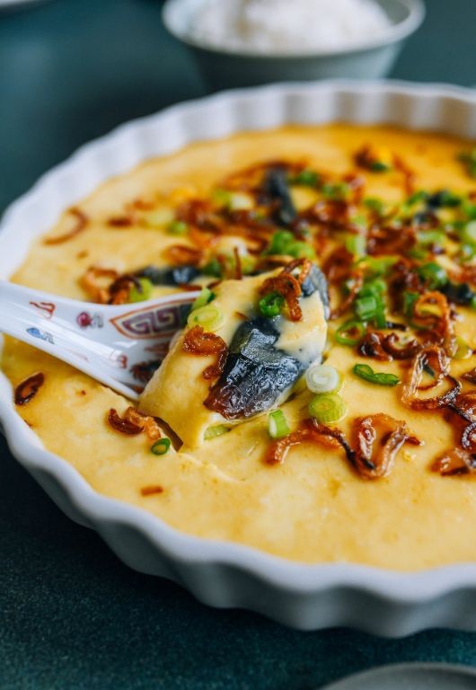 Chinese Steamed Eggs with Century Egg