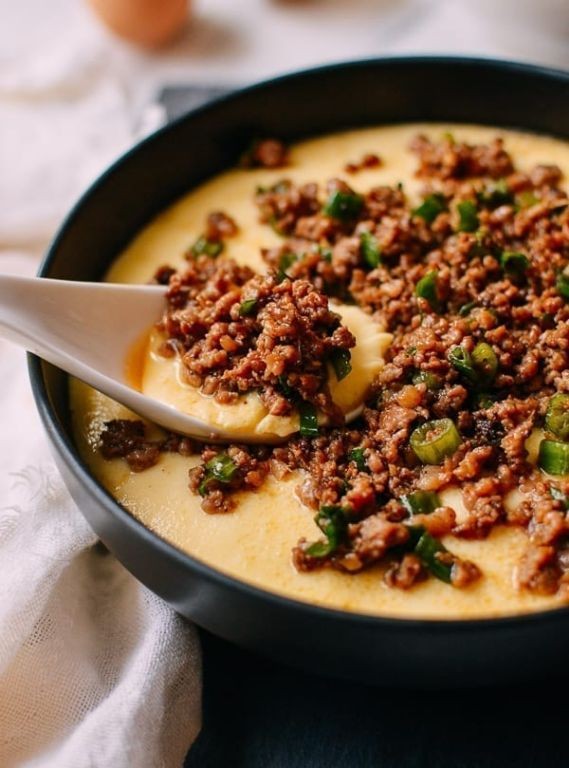 Chinese Steamed Eggs with Minced Pork