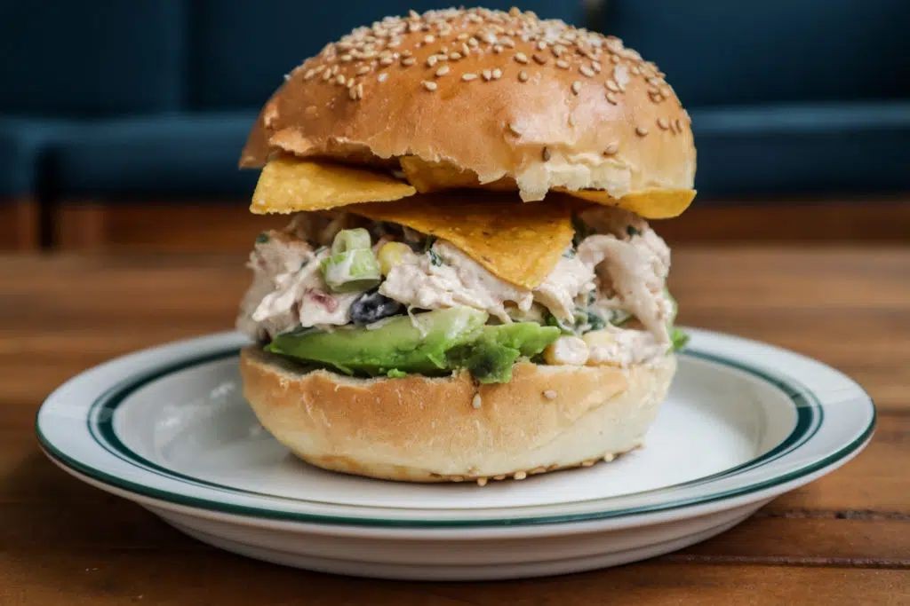 Chipotle Lime Shredded Chicken Sandwich with Corn Salsa