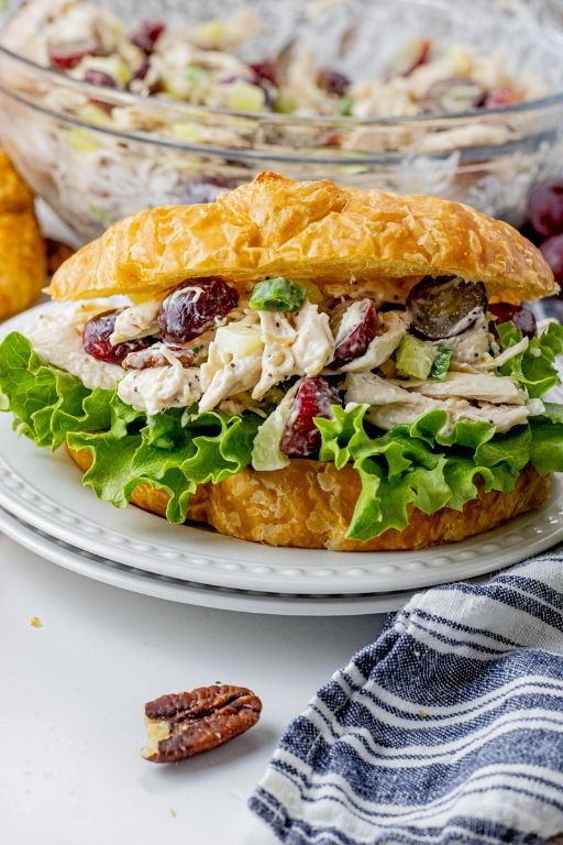 Classic Shredded Chicken Salad Sandwich with Celery
