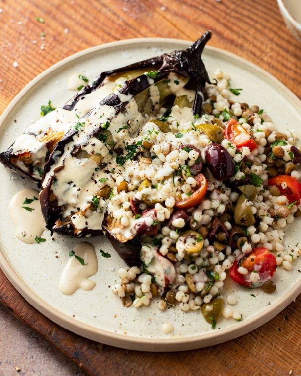 Couscous with Roasted Eggplant and Tahini