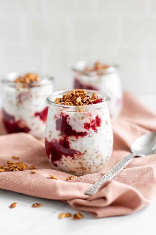 Cranberry Mousse Parfait with Granola