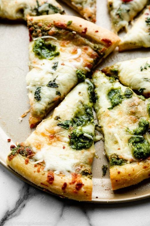 Creamy Sweet Basil Pesto Pizza