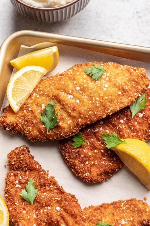 Crispy Pan Fried Chicken Schnitzel