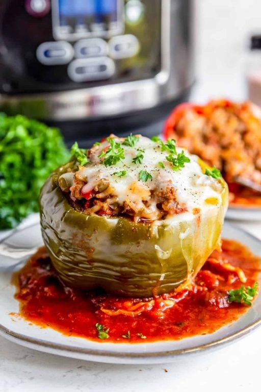 Crockpot Hamburger Stuffed Peppers