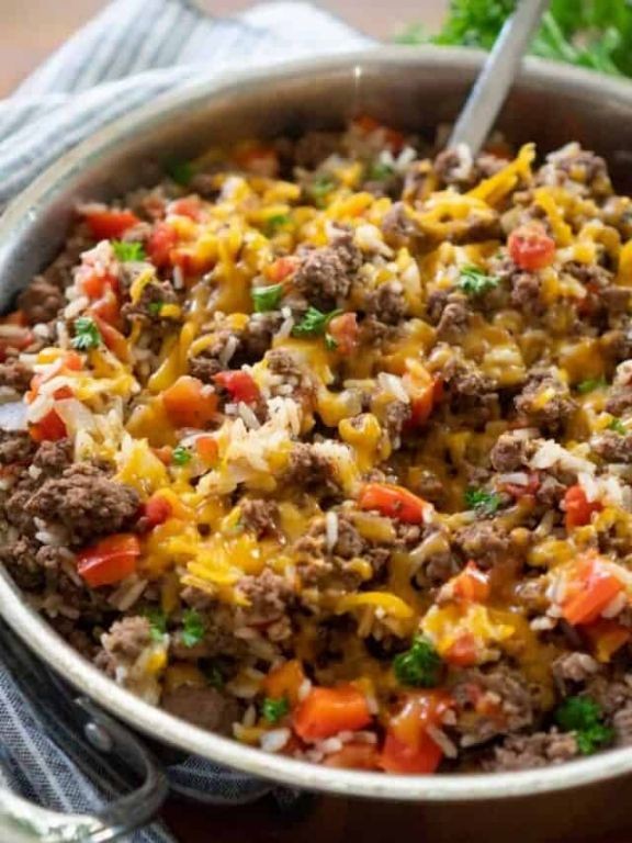 Crockpot Hamburger and Rice Skillet