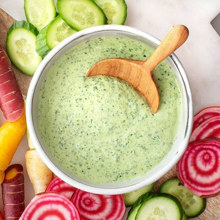 Cucumber and Mint Green Goddess Dressing