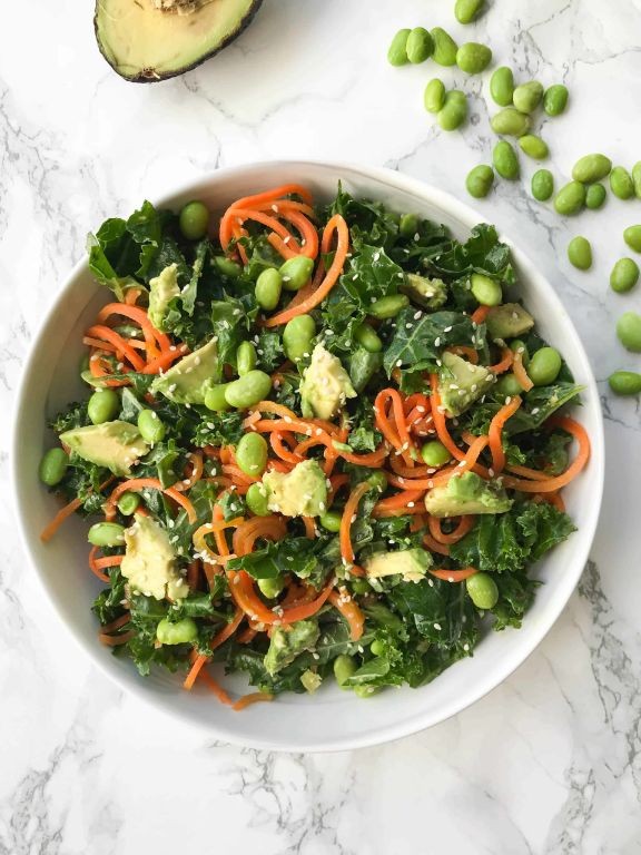 Edamame and Kale Stir-Fry with Sesame Sauce