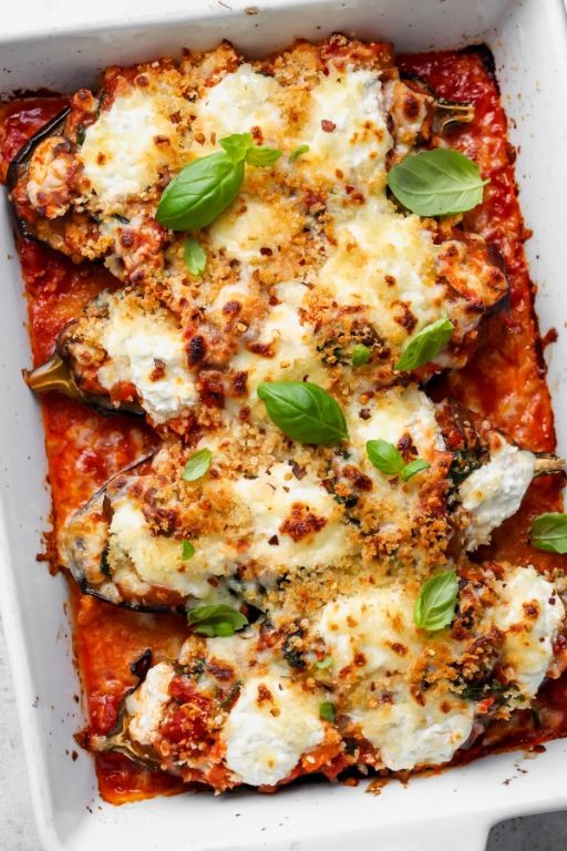 Eggplant Lasagna with Cottage Cheese and Marinara
