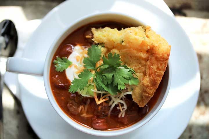 Elk Chili with Beans and Cornbread