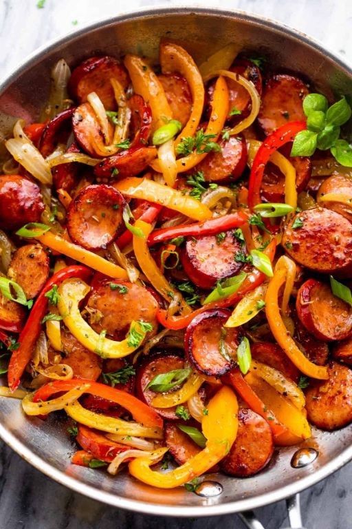 Elk Sausage and Peppers Skillet