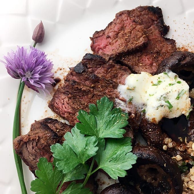 Elk Steak with Garlic Herb Butter