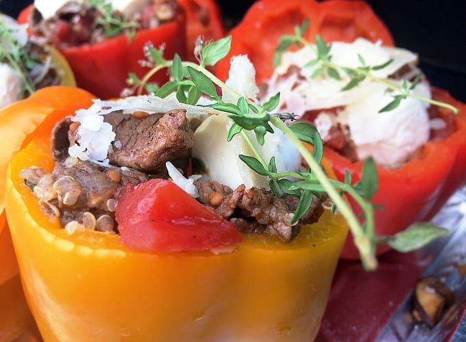 Elk and Wild Rice Stuffed Peppers