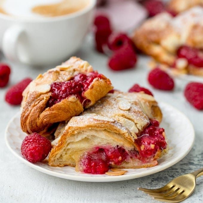 Flaky Raspberry Almond Croissants
