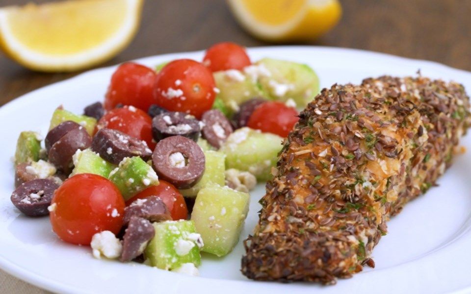Flaxseed-Crusted Salmon with Quinoa