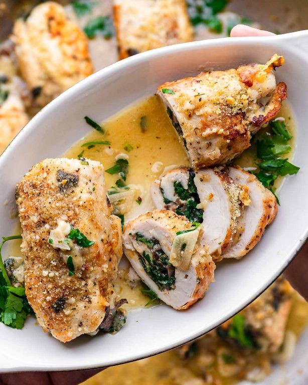 Fontina and Mushroom Stuffed Chicken Breast