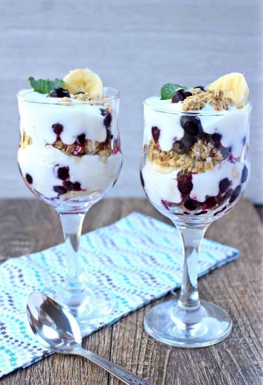 Frozen Banana and Blueberry Parfait