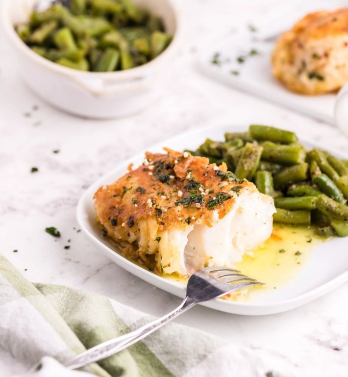 Garlic Butter Fried Cod with Crispy Skin