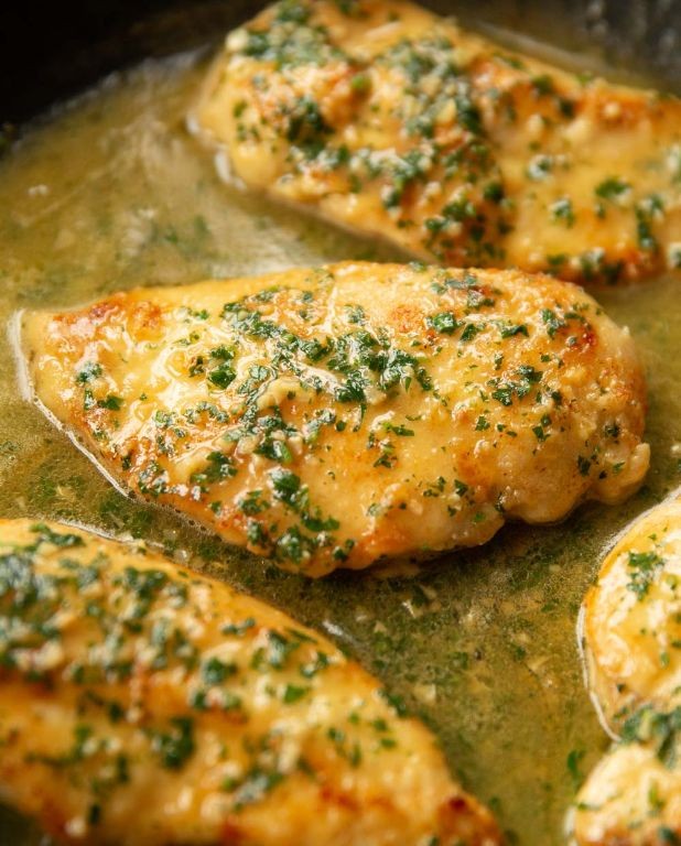 Garlic Butter Scored Chicken Breast