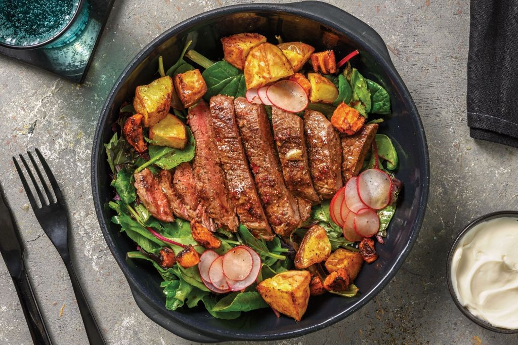 Garlic Butter Steak with Roasted Vegetables