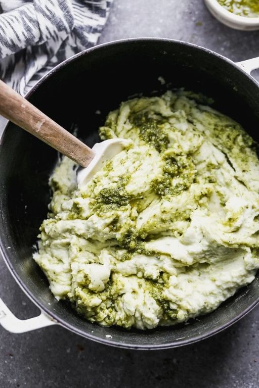 Garlic Pesto Mashed Potatoes