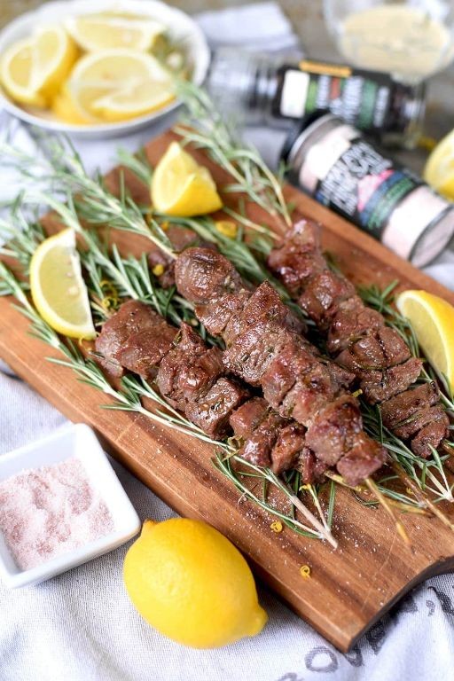 Garlic rosemary lamb kabobs
