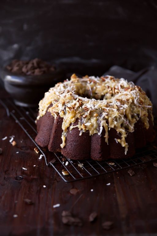 German Chocolate Bundt Cake with Chocolate Glaze