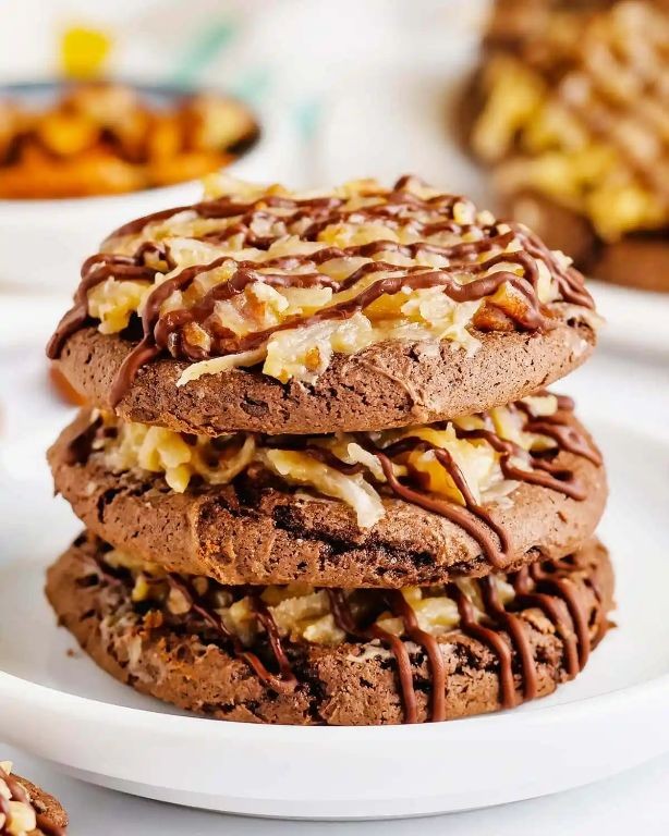 German Chocolate Cake Cookies with Coconut Filling