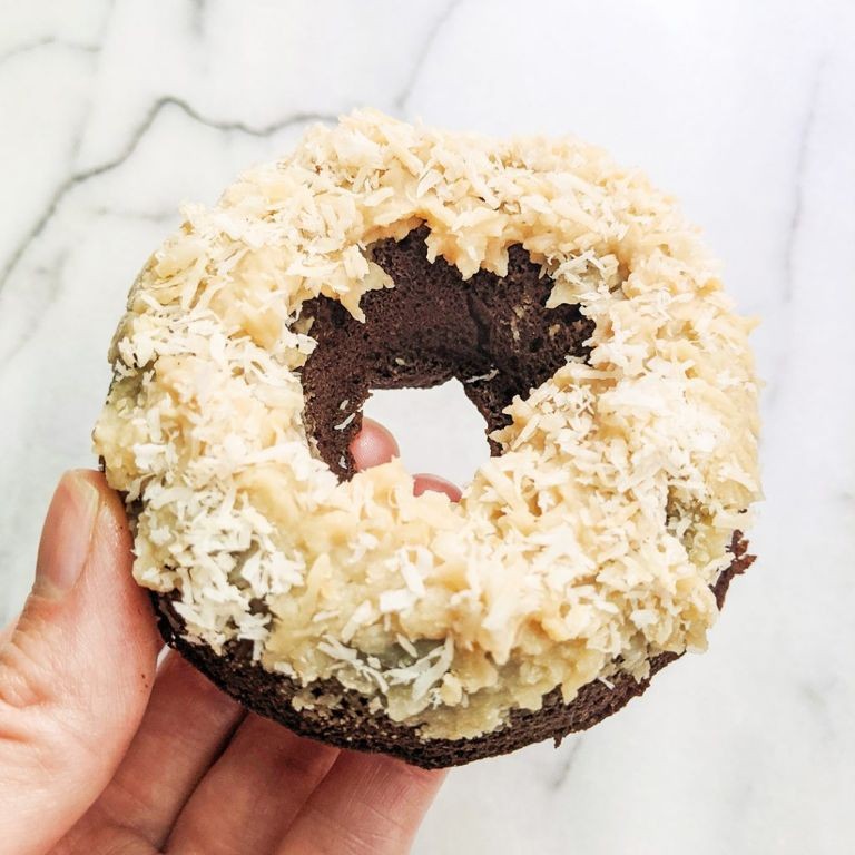 German Chocolate Cake Donuts with Coconut Frosting