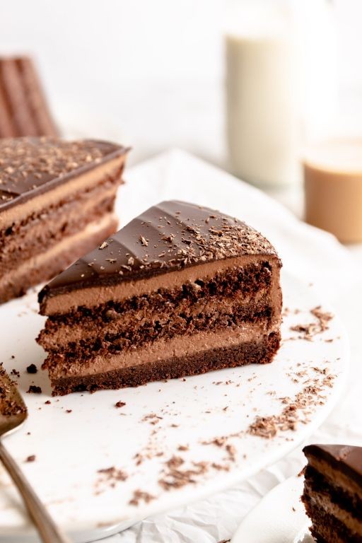 German Chocolate Mousse Cake with Dark Chocolate Shavings
