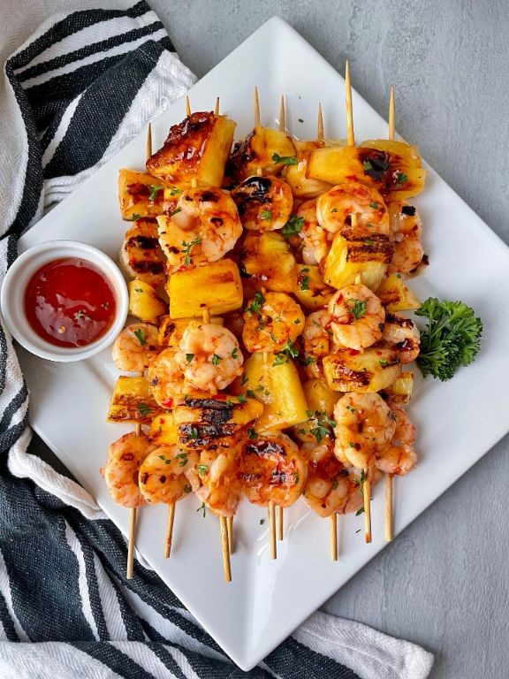 Grilled Pineapple and Shrimp Skewers