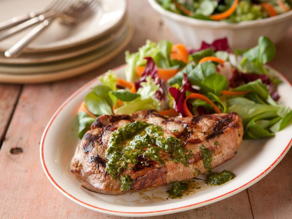 Grilled Pork Chops with Chimichurri Sauce