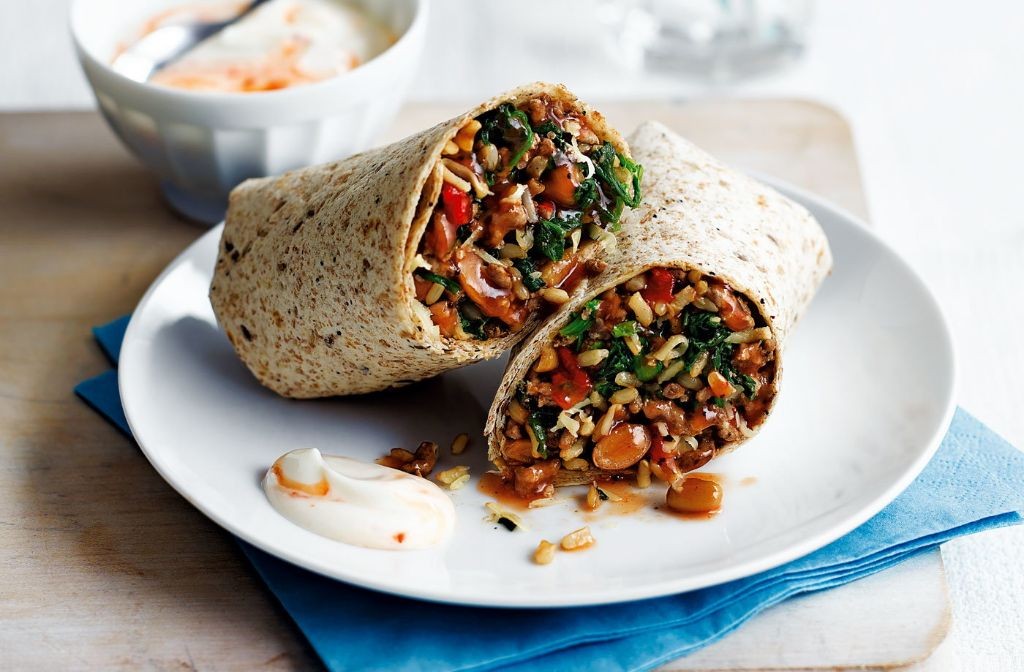 Ground Beef and Spinach Breakfast Wrap