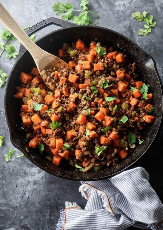 Ground Beef and Sweet Potato Hash