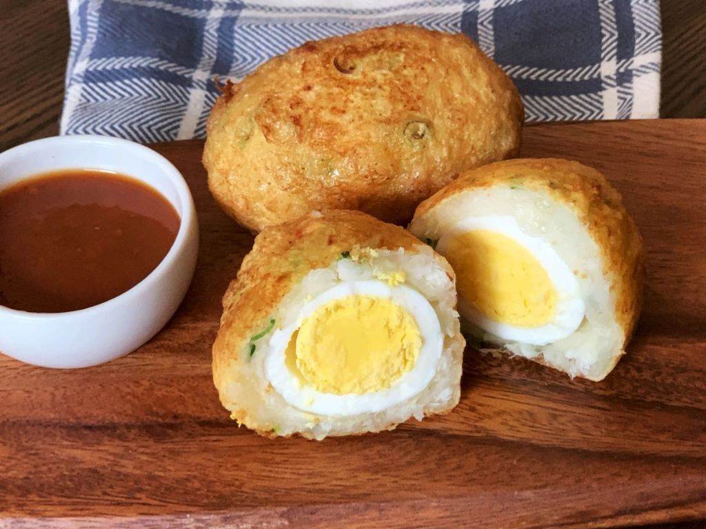 Guyanese Egg Ball with Pepper Sauce