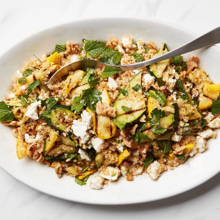 Herbed Bulgar Salad with Grilled Zucchini and Lemon
