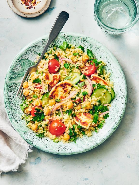 Herbed Couscous with Grilled Halloumi
