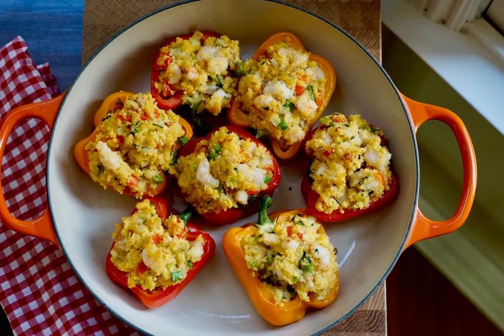 High Protein Shrimp Stuffed Bell Peppers