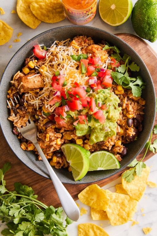 Instant Pot Rotisserie Chicken Burrito Bowls