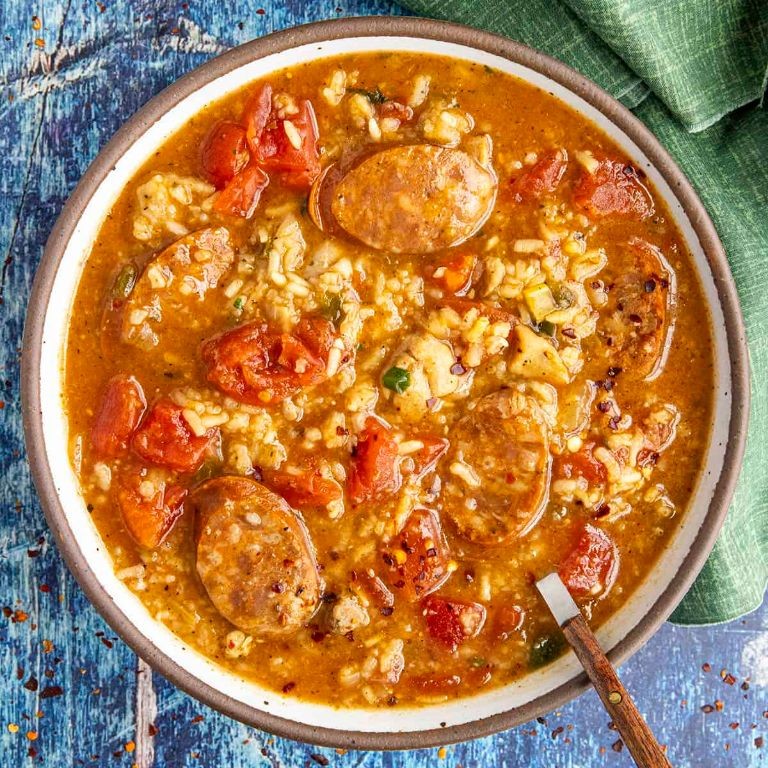 Jambalaya Soup with Rice and Spices