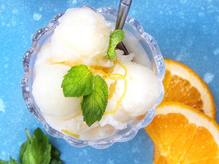 Kumquat Sorbet with Mint