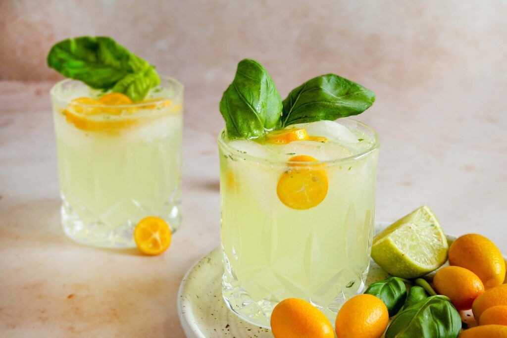 Kumquat and Basil Gin Fizz