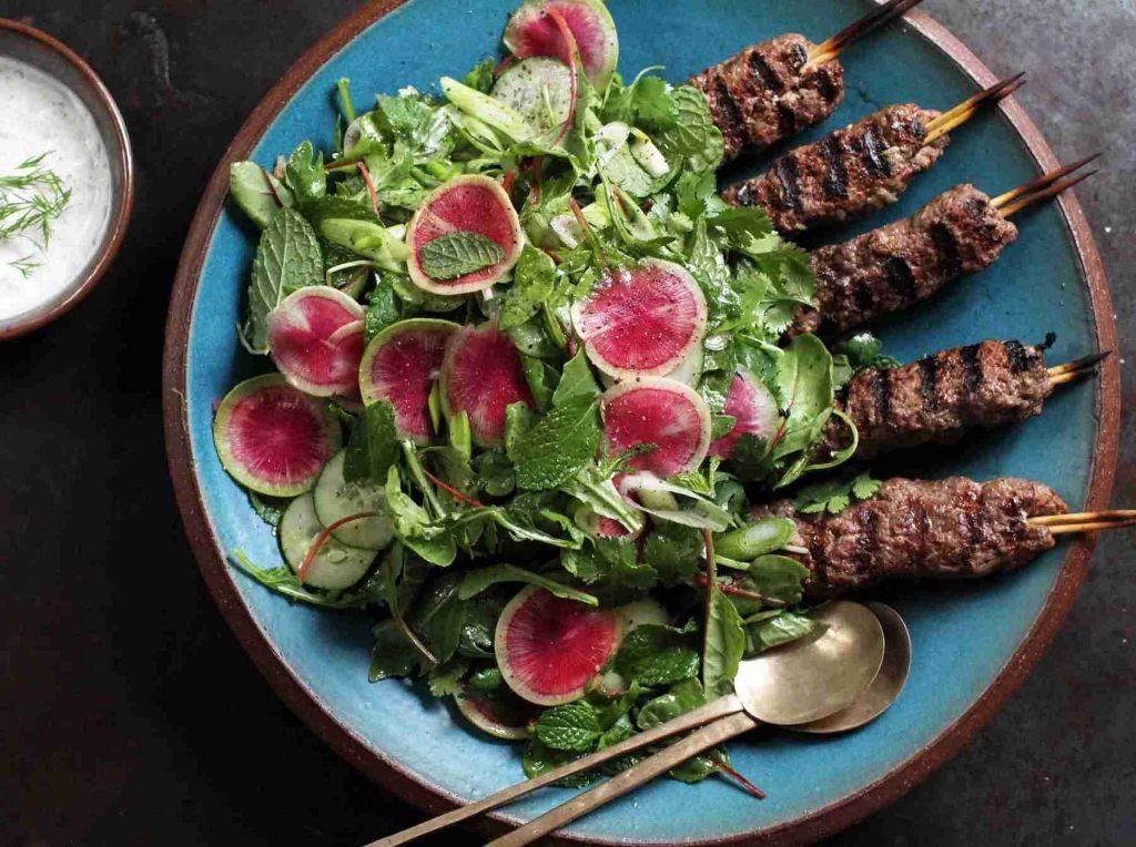 Lamb kabobs with sumac and onions